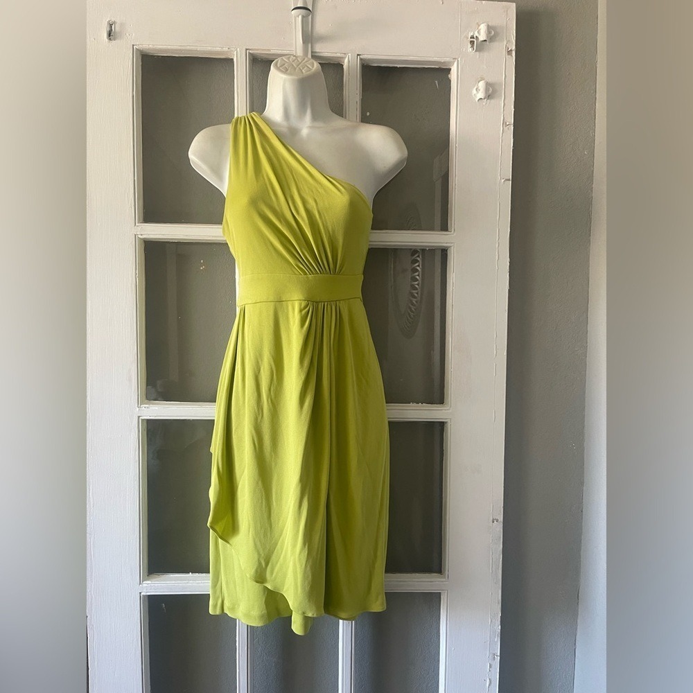 Diane Von Furstenberg One Shoulder‎ Dress in Lime Green
